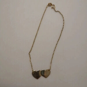 ❤️ Delicate 10k Yellow Gold Double Heart Bracelet ✨